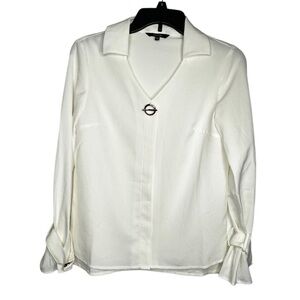 La Go Go Ivory Blouse With Metal Accents